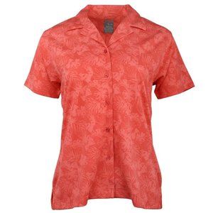 NWT Page & Tuttle GUAVA Large Tropical Print Button Up Golf Shirt Womens
